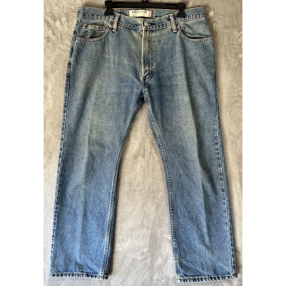 Levi's 505 36x29 Distressed Straight Fit‎ Men Blue Jeans Y2K Medium Wash Mexico